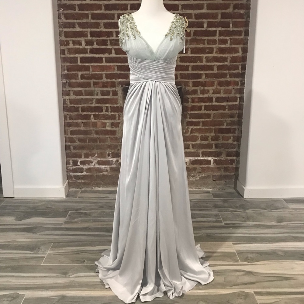 NWT Gray Grecian Formal Evening Dress